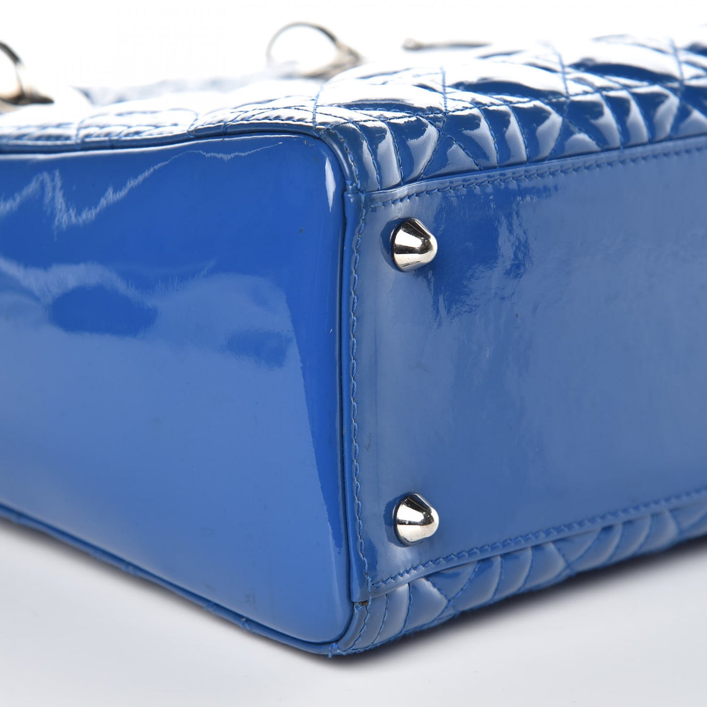 Patent Cannage Large Lady Dior Blue