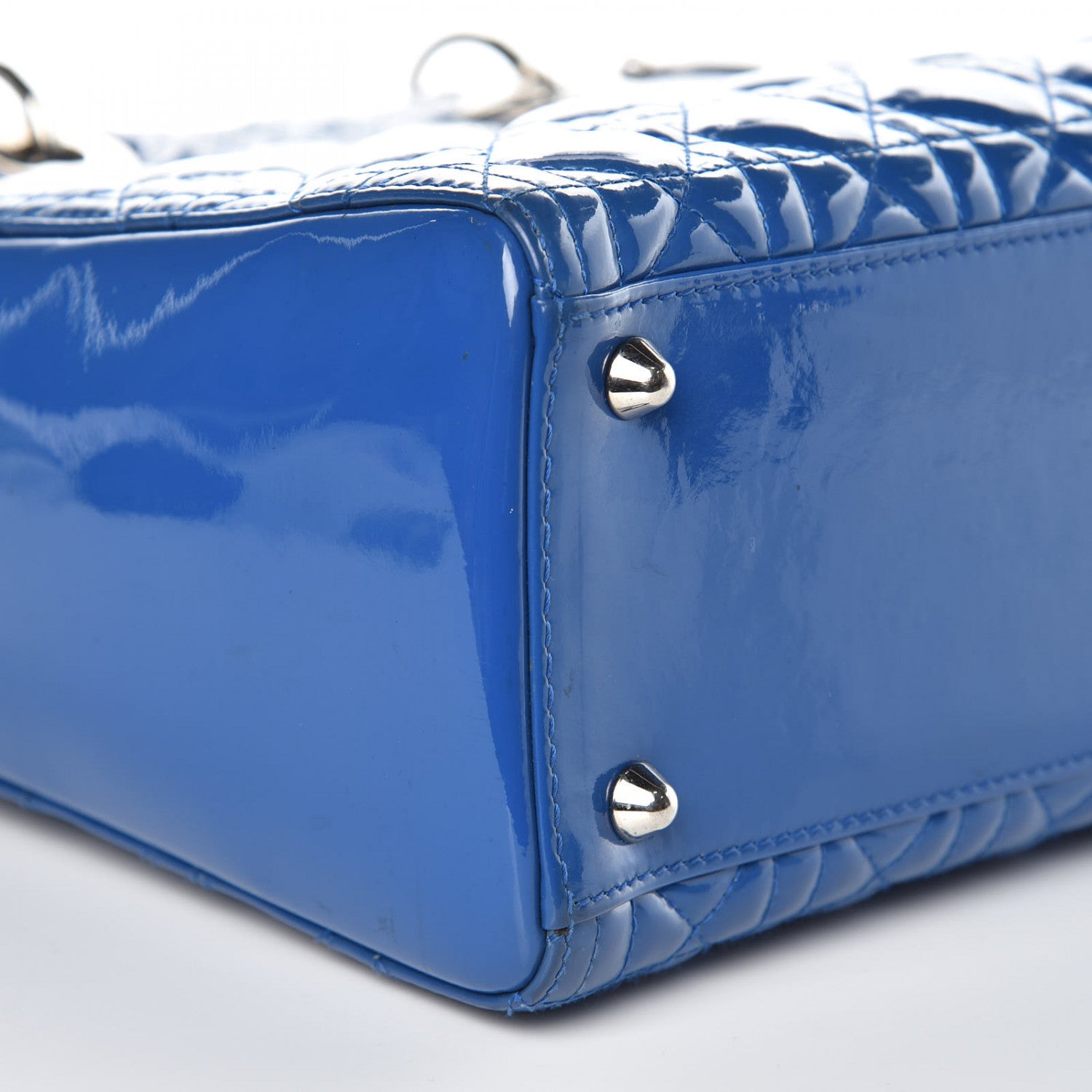 Christian Dior Patent Cannage Large Lady Dior Blue 9 of 13