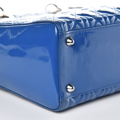 Christian Dior Patent Cannage Large Lady Dior Blue 9 of 13