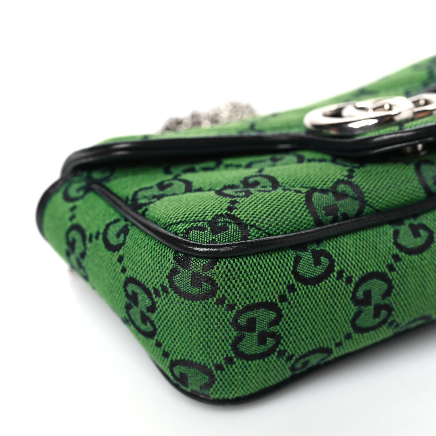 Monogram Multicolor Matelasse Diagonal Super Mini GG Marmont Shoulder Bag Green Blue