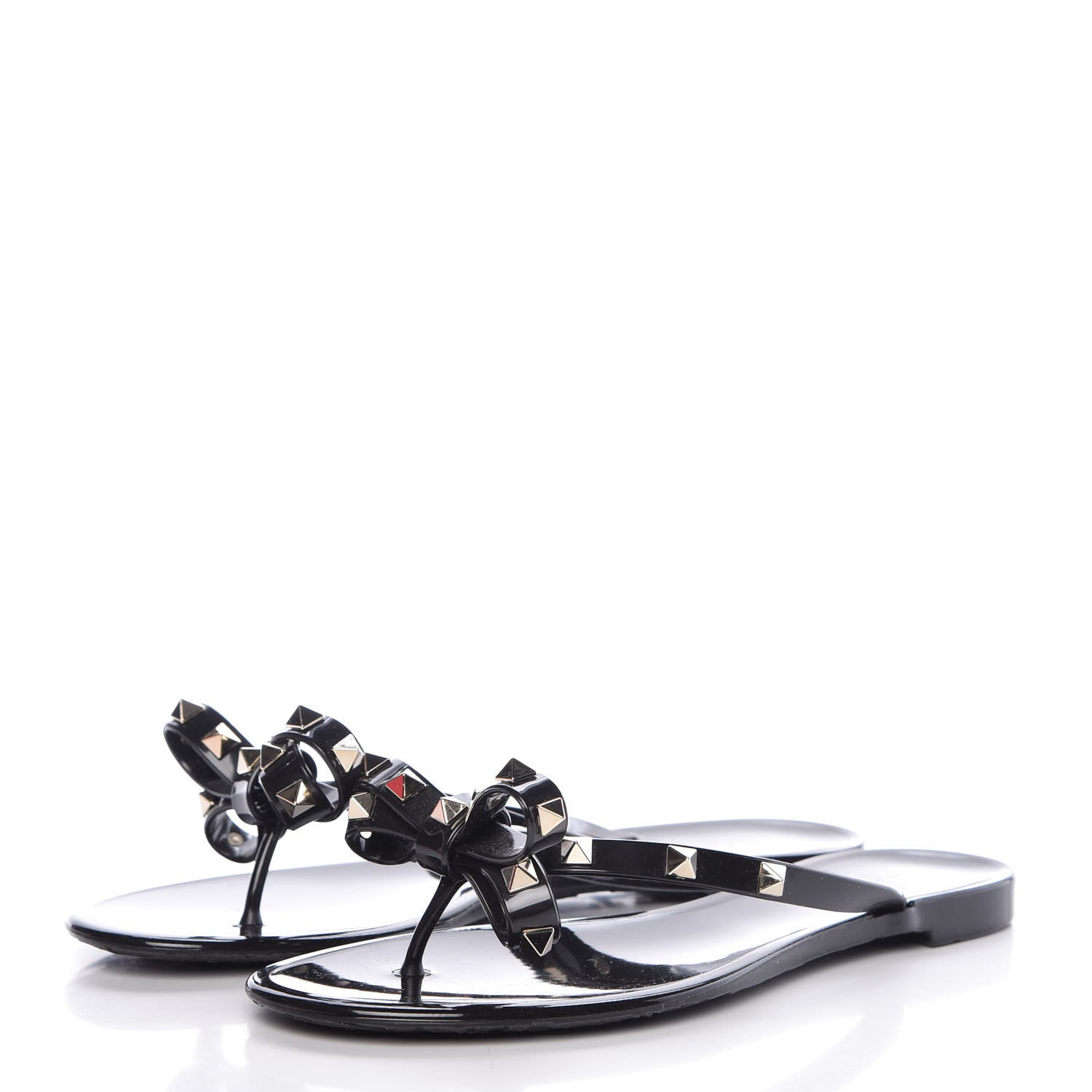 Valentino Garavani PVC Jelly Rockstud Bow Thong Sandals 38 Black 3 of 8