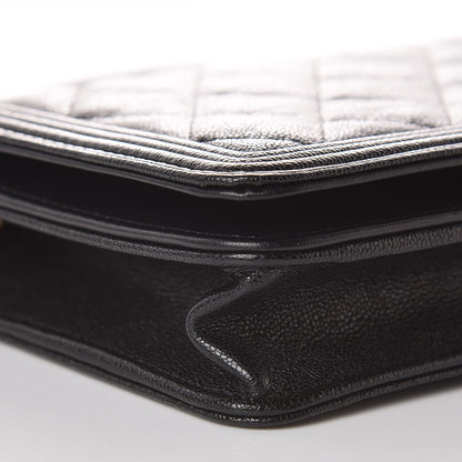 Chanel Caviar Quilted Boy Wallet On Chain WOC Black 12 of 13