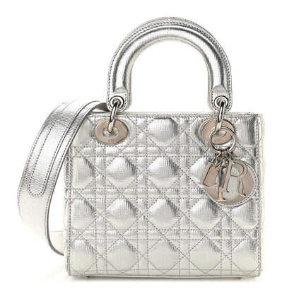Christian Dior Metallic Grained Calfskin Cannage Small Lucky Badges My Lady Dior Silver 1 of 11