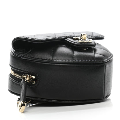 Chanel Lambskin Quilted CC In Love Heart Waist Belt Bag With Chain Black 4 of 11