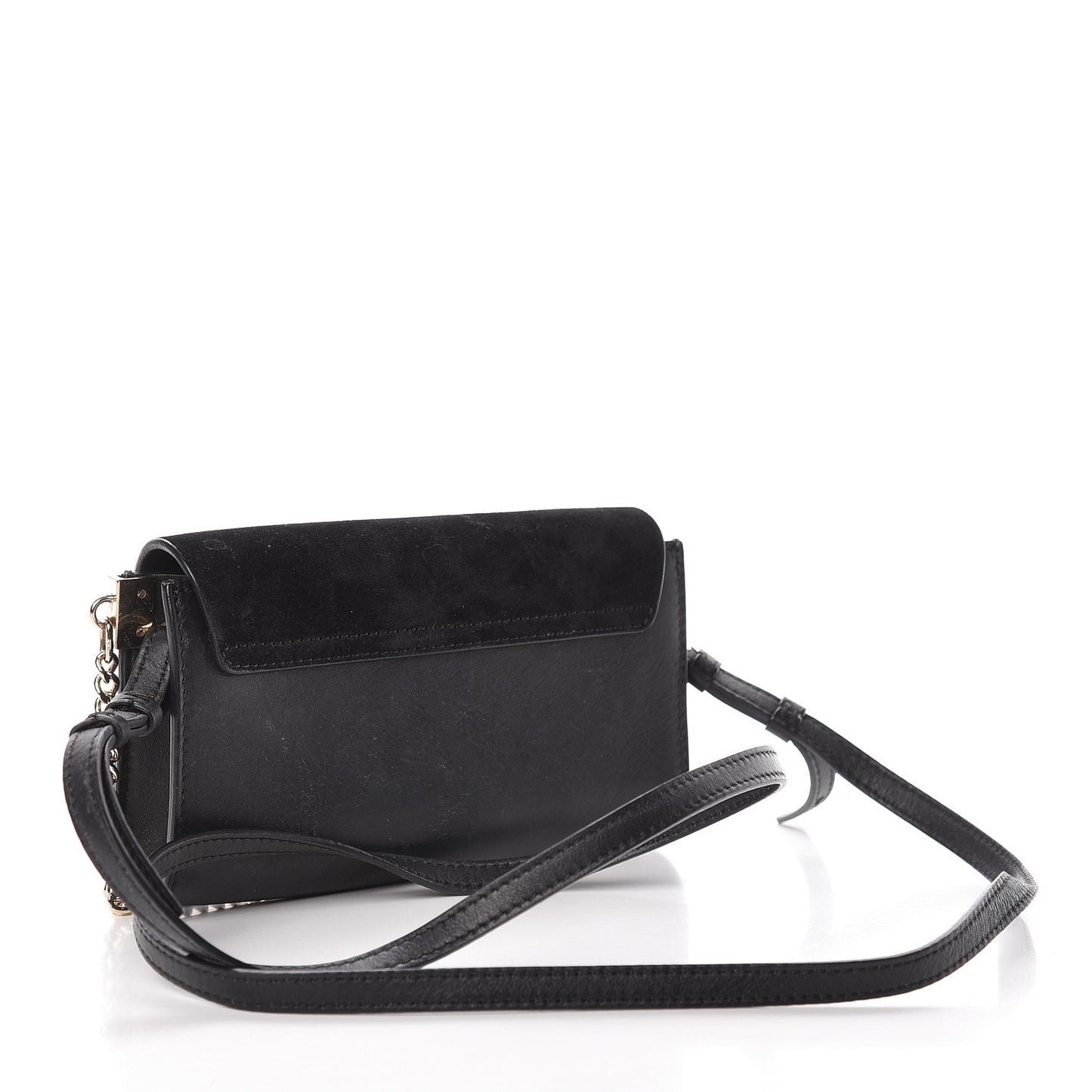 Suede Calfskin Mini Faye Shoulder Bag Black