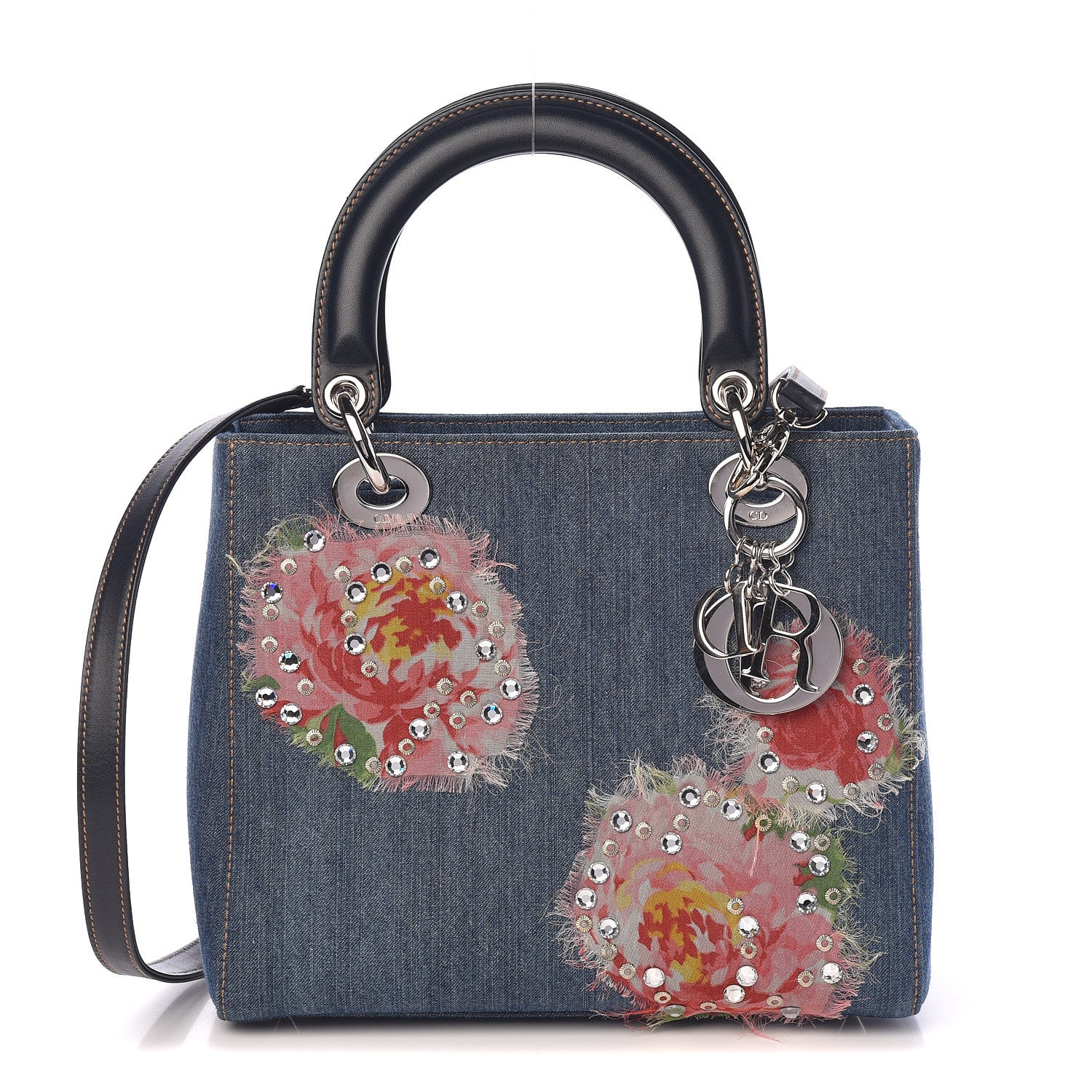 Christian Dior Denim Crystal Medium Lady Dior Blue 1 of 9