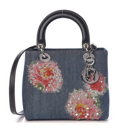 Christian Dior Denim Crystal Medium Lady Dior Blue 1 of 9