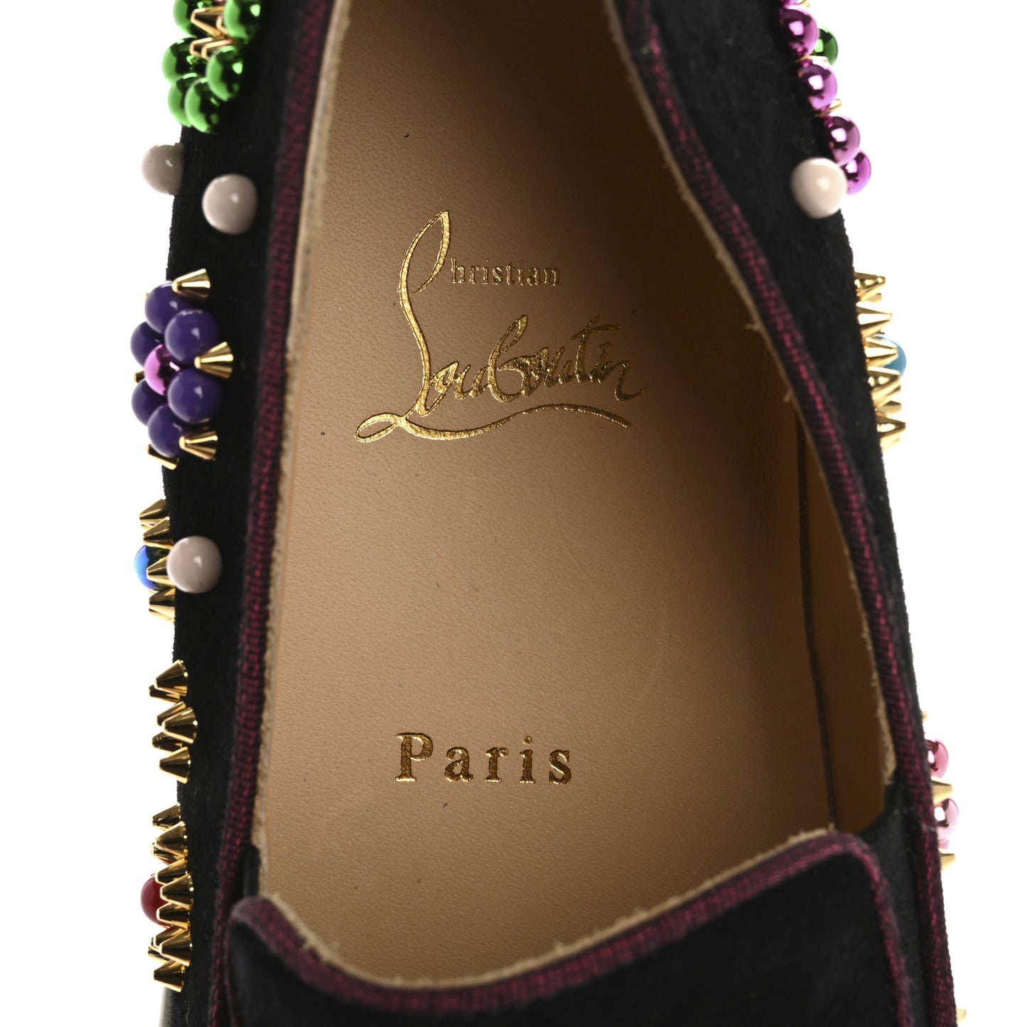 Veau Velours Beaded Candy Boat Flats 39 Black