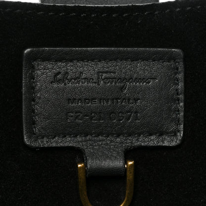Salvatore Ferragamo Calfskin Embossed Gancini Hobo Black 6 of 16