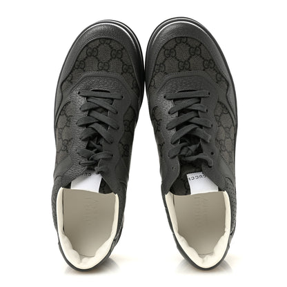 Gucci Textured Dollar Calfskin GG Supreme Monogram Mens Chunky Sneakers 10 Graphite Grey Black Grey 2 of 9