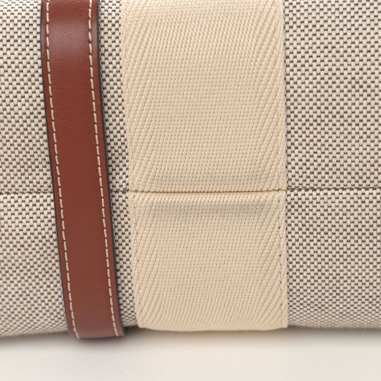Cotton Calfskin Medium Woody Ribbon Tote White Brown