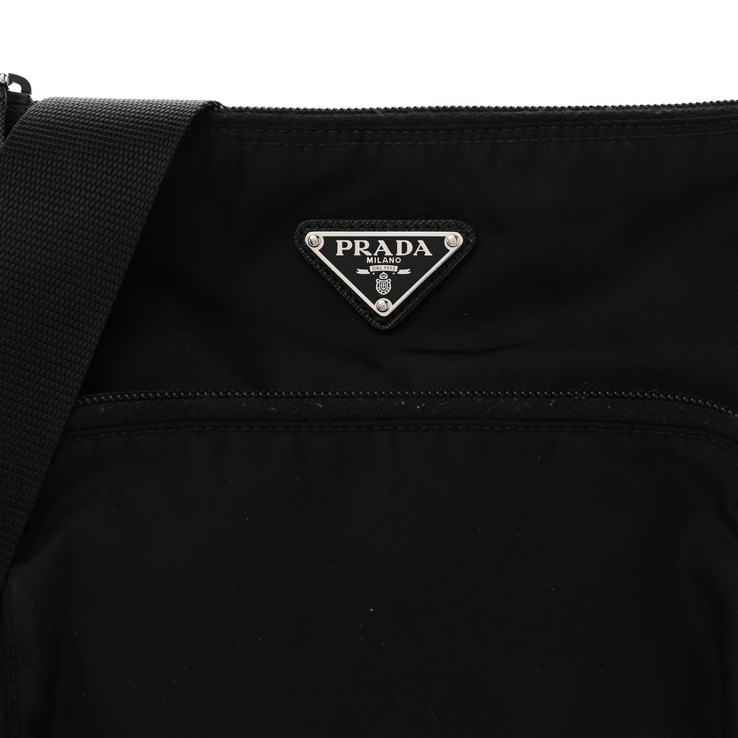 Tessuto Nylon Saffiano Flat Messenger Bag Black