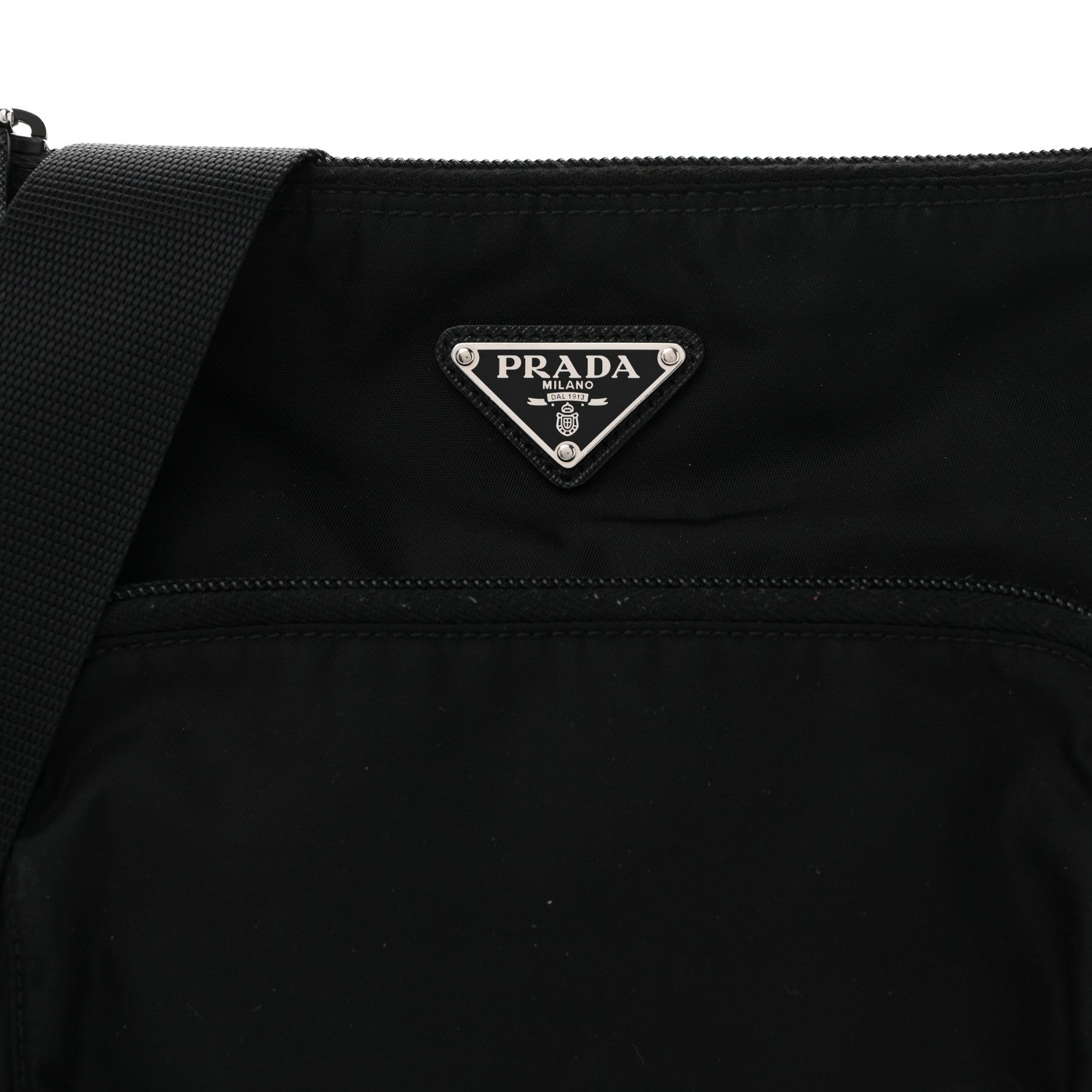 Prada Tessuto Nylon Saffiano Flat Messenger Bag Black 8 of 13