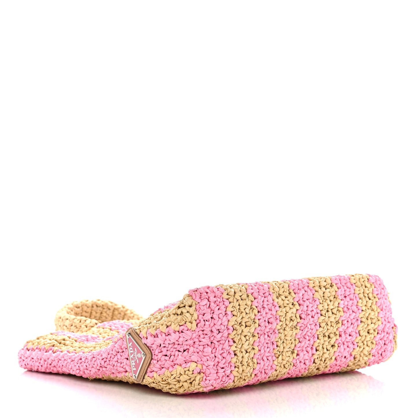 Yarn Raffia Effect Crochet Striped Small Logo Tote Naturale Petalo