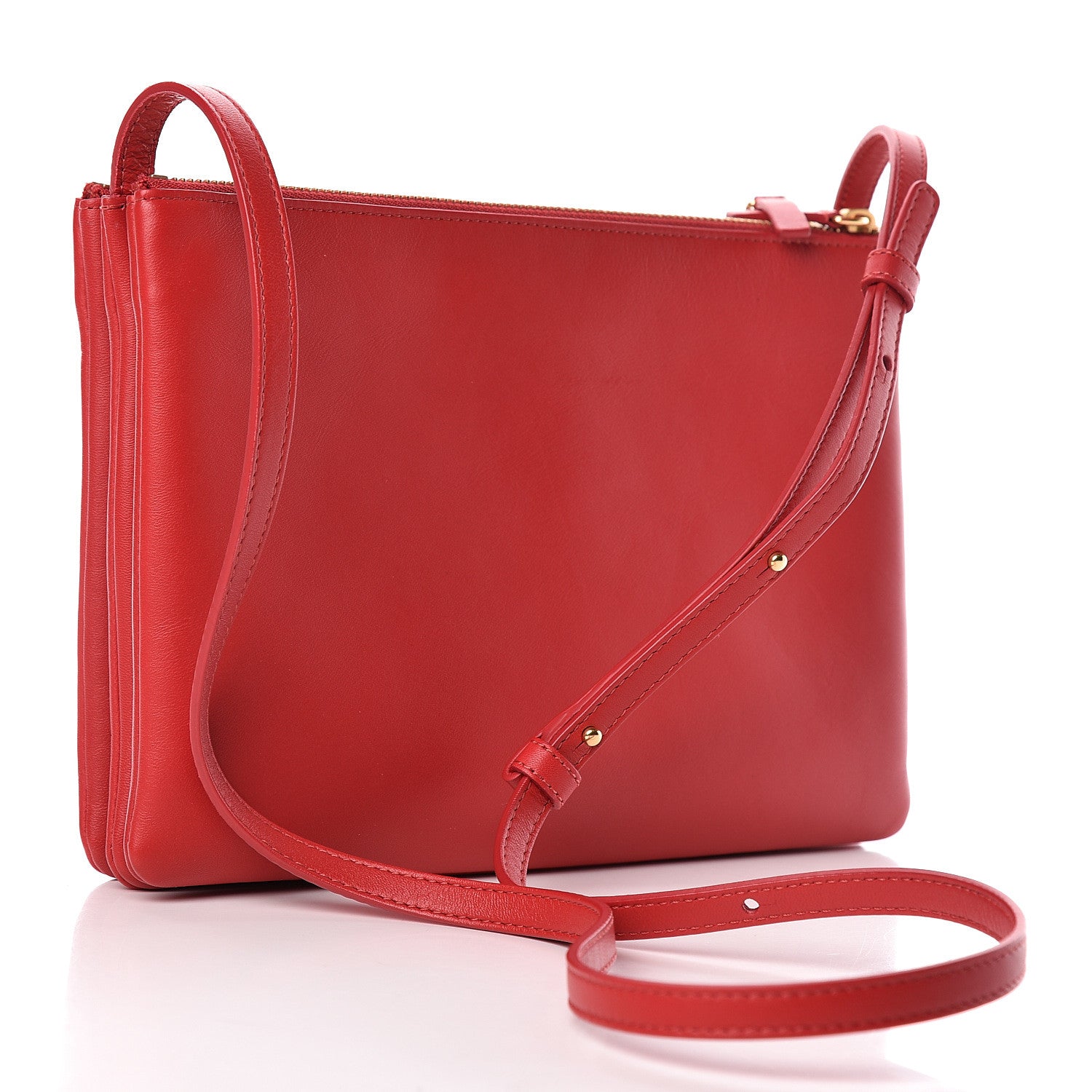 Celine Lambskin Large Trio Crossbody Bag Red 3 of 11