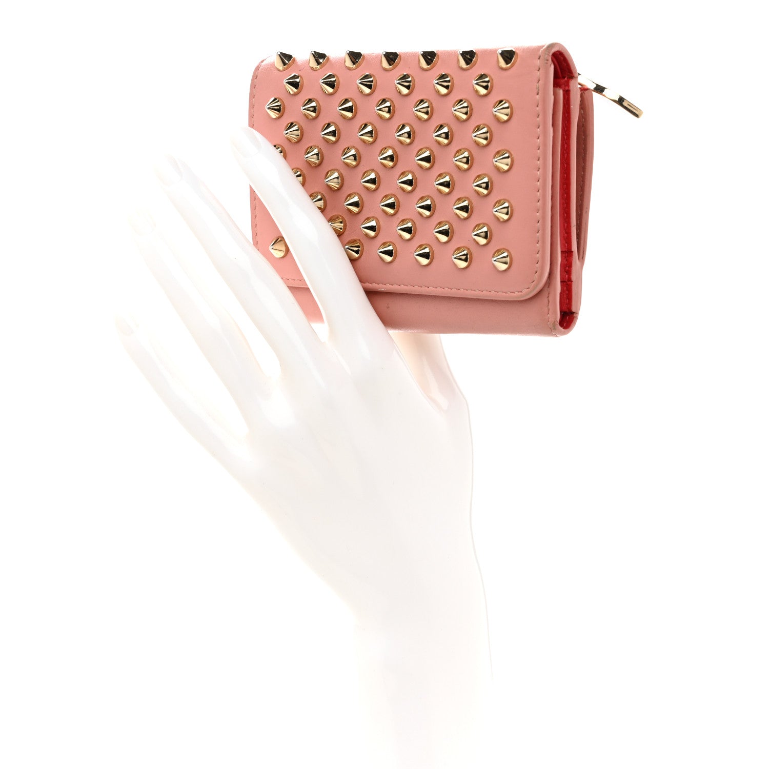 Christian Louboutin Calfskin Spiked Macaron Mini Spiked Wallet