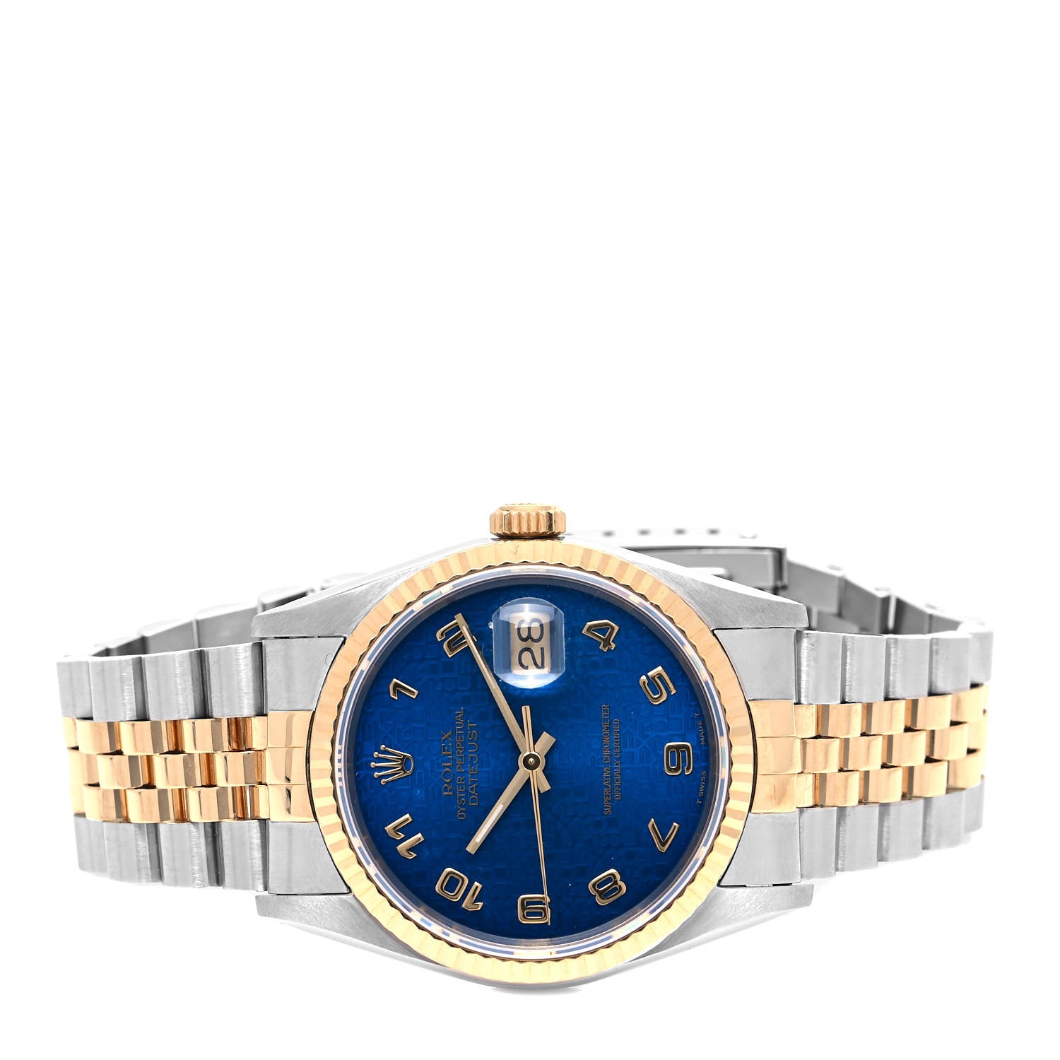 Rolex Stainless Steel 18K Yellow Gold 36mm Oyster Perpetual Datejust Watch Blue 16233 2 of 4