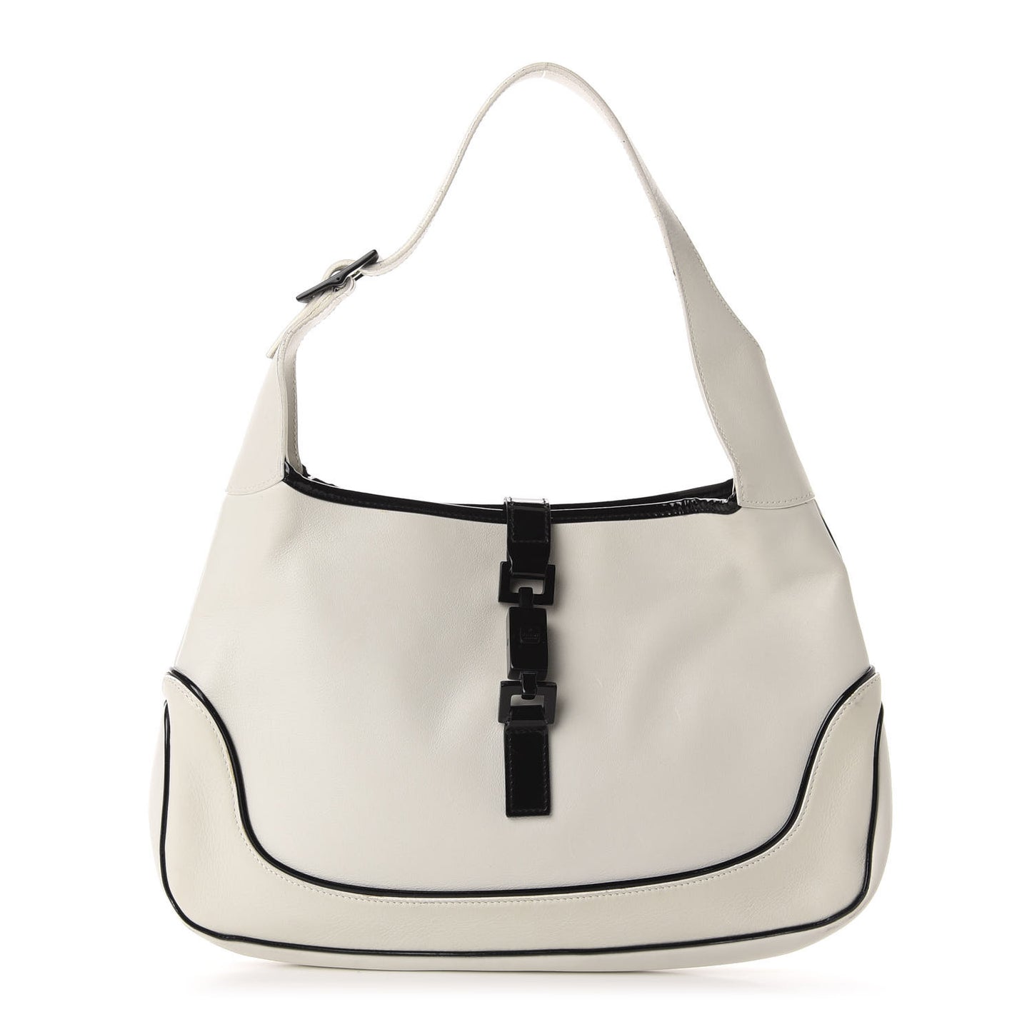 Calfskin Jackie O Hobo White Black