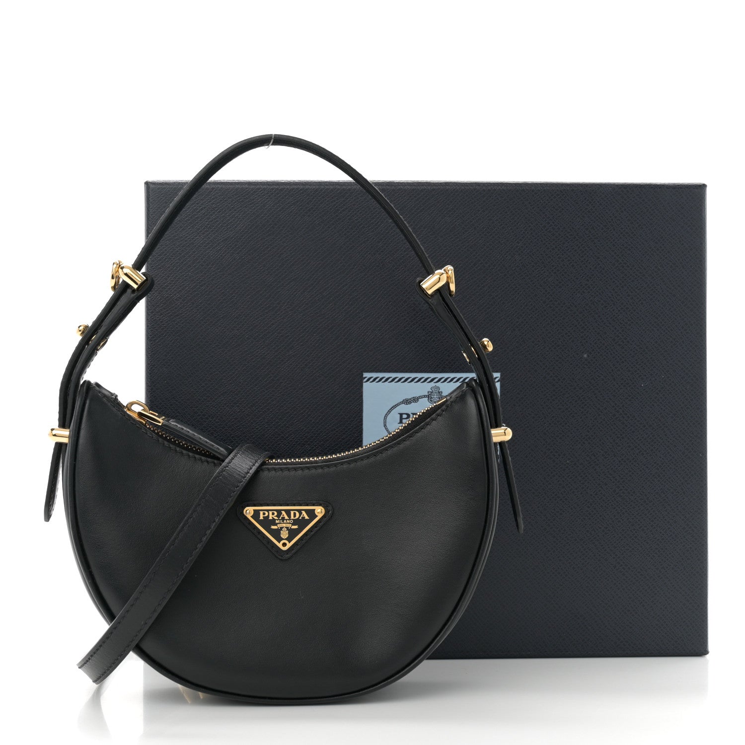 Prada Soft Calfskin Arque Shoulder Bag Black 11 of 11