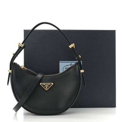 Prada Soft Calfskin Arque Shoulder Bag Black 11 of 11