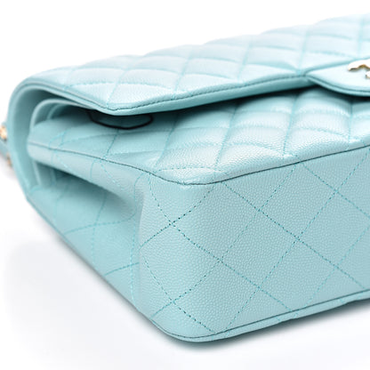 Chanel Caviar Quilted Medium Double Flap Light Blue 7 of 10