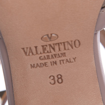 Valentino Garavani Metallic Pebbled Calfskin Rockstud Ankle Strap 65mm Pumps 38 Sasso Poudre 7 of 11