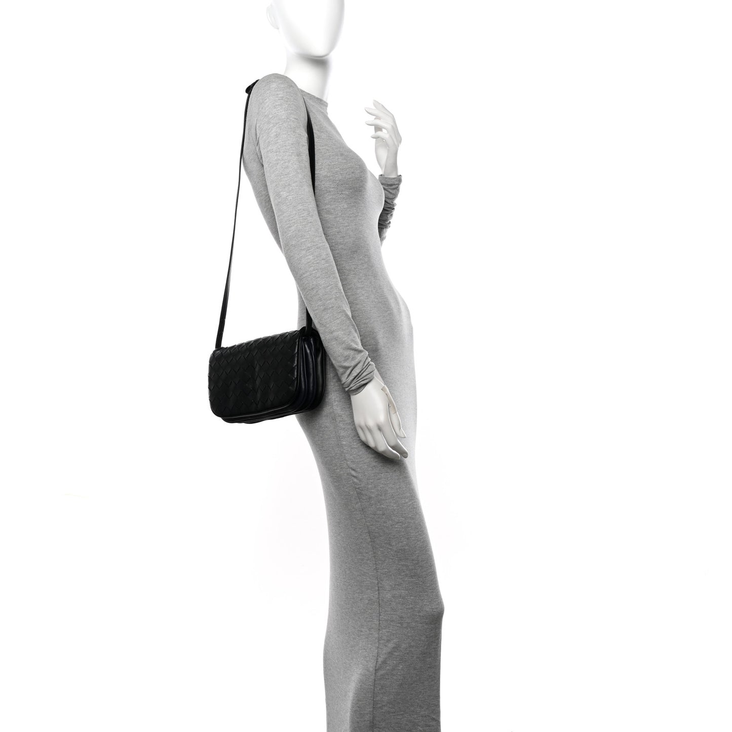 Nappa Intrecciato Puff Pouch On Strap Black Space