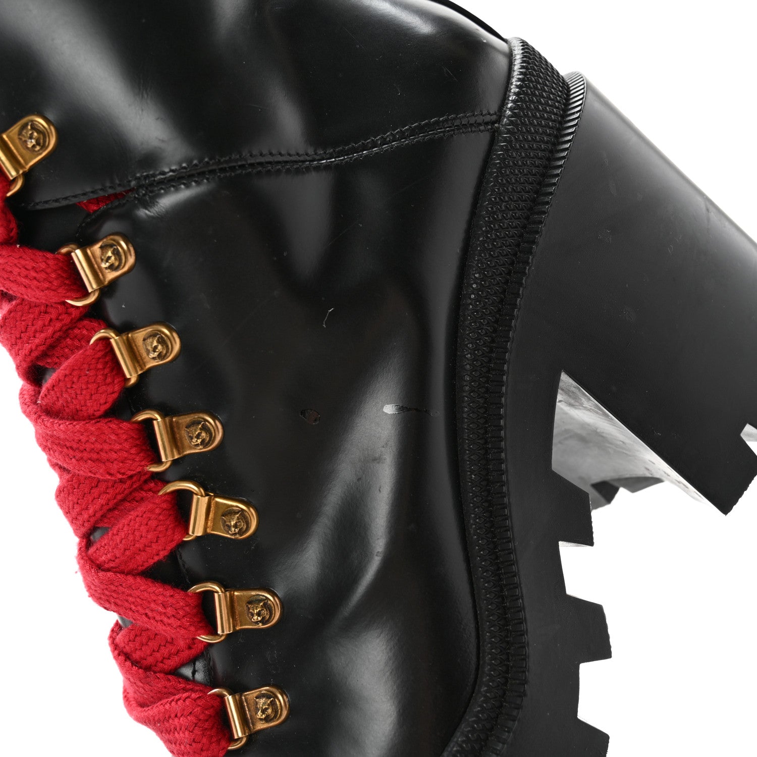 Gucci Magnum Calfskin Pearl Lace Up Combat Ankle Boots 38.5 Black 11 of 15