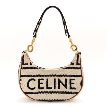 Celine Textile Medium Ava Shoulder Bag White Black 1 of 14