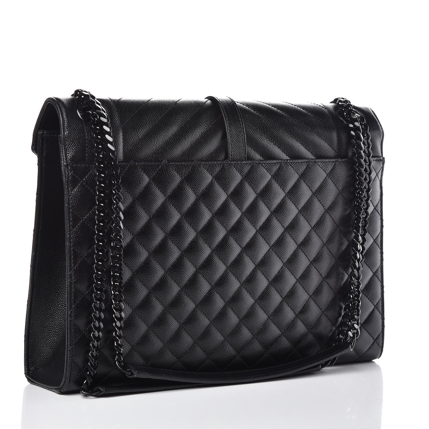 Saint Laurent Grain De Poudre Textured Mixed Matelasse Large Triquilt Monogram Monochrome Satchel Black 3 of 10
