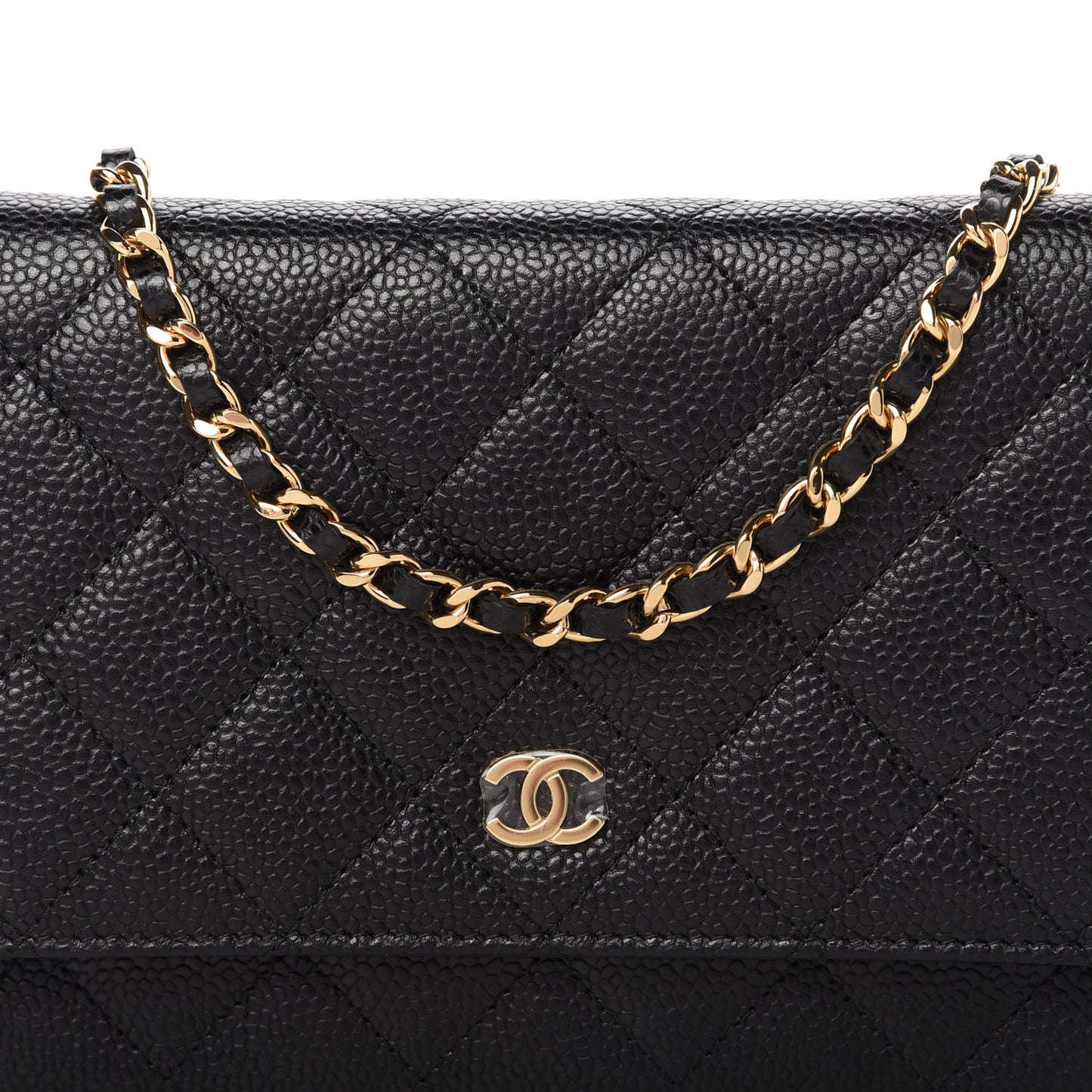 Caviar Quilted Wallet On Chain WOC Black
