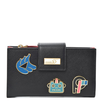 Prada Saffiano Smalto Robot Small Wallet Black Fuocco 1 of 6