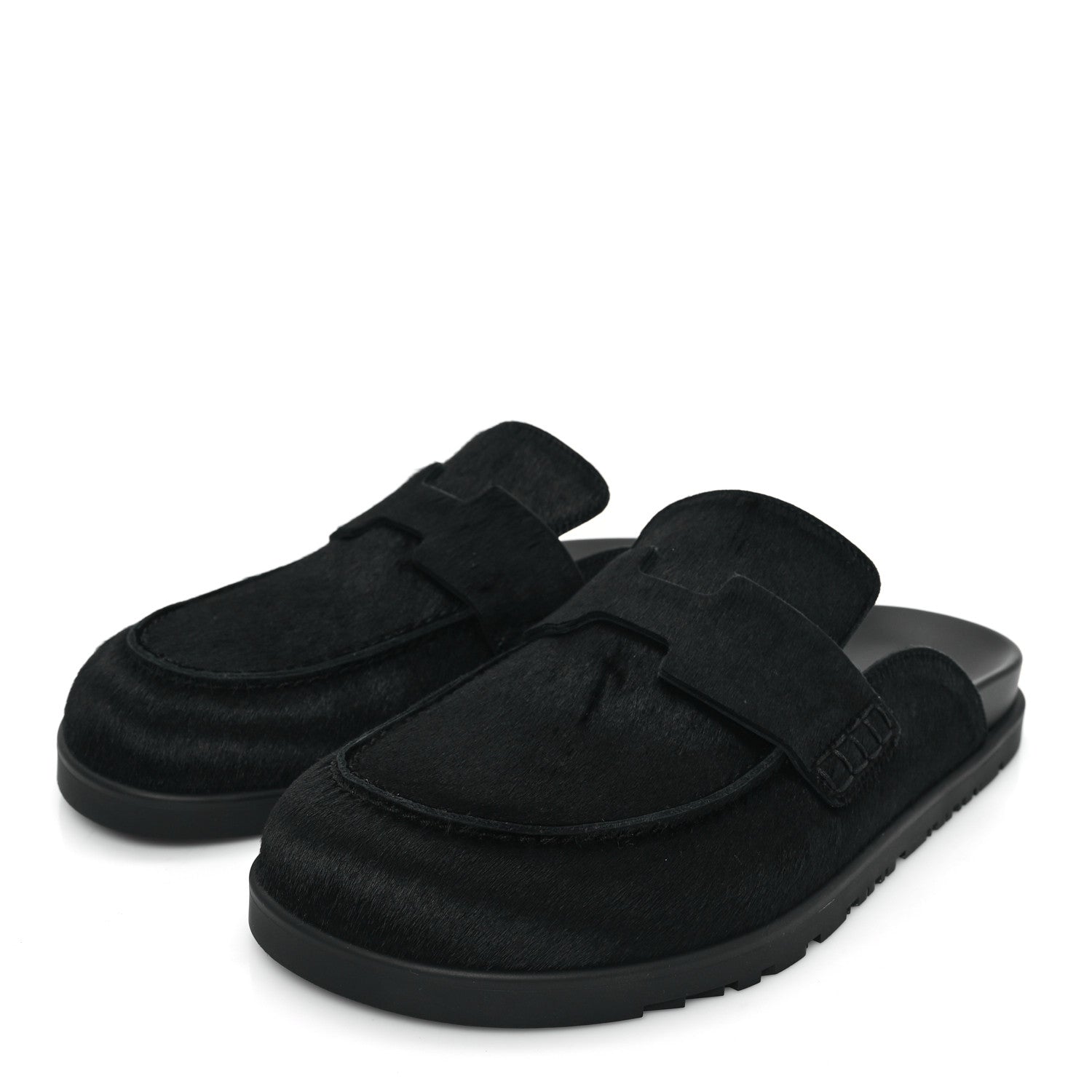Hermes Calfskin Hair Go Mules 38 Black 3 of 8
