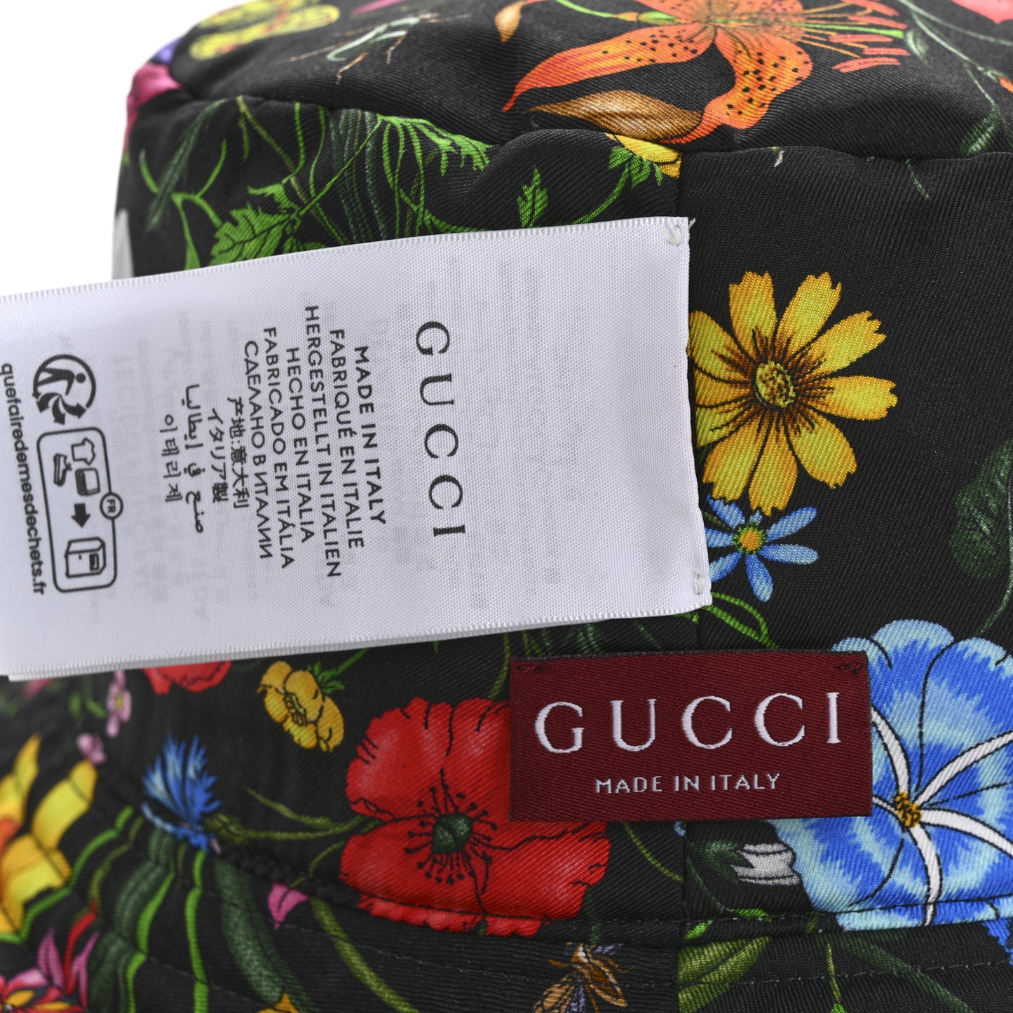 Printed Silk Flora Reversible Bucket Hat 58 Multicolor