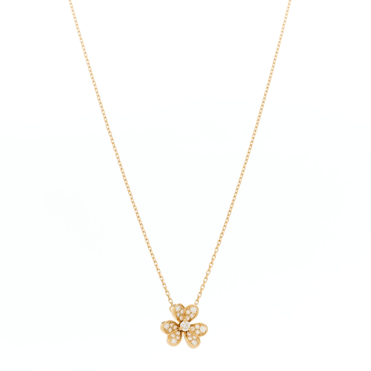 18K Yellow Gold Diamond Mini Frivole Pendant Pave Necklace
