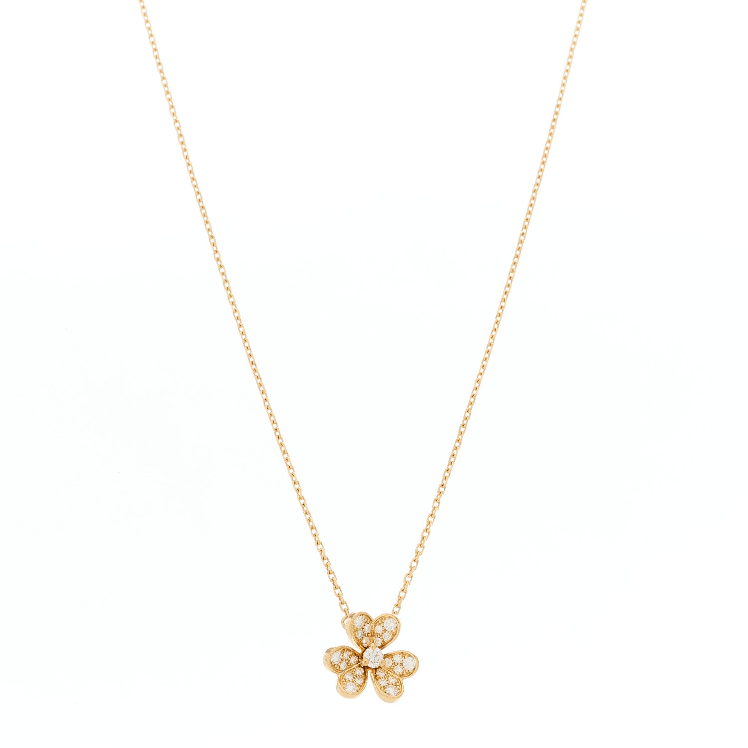Van Cleef & Arpels 18K Yellow Gold Diamond Mini Frivole Pendant Pave Necklace 1 of 6