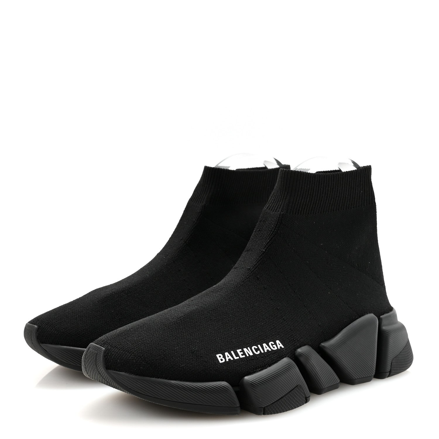 Balenciaga Technical 3D Recycled Knit Womens Speed 2.0 Sneakers 37 Monocolor Black 4 of 9
