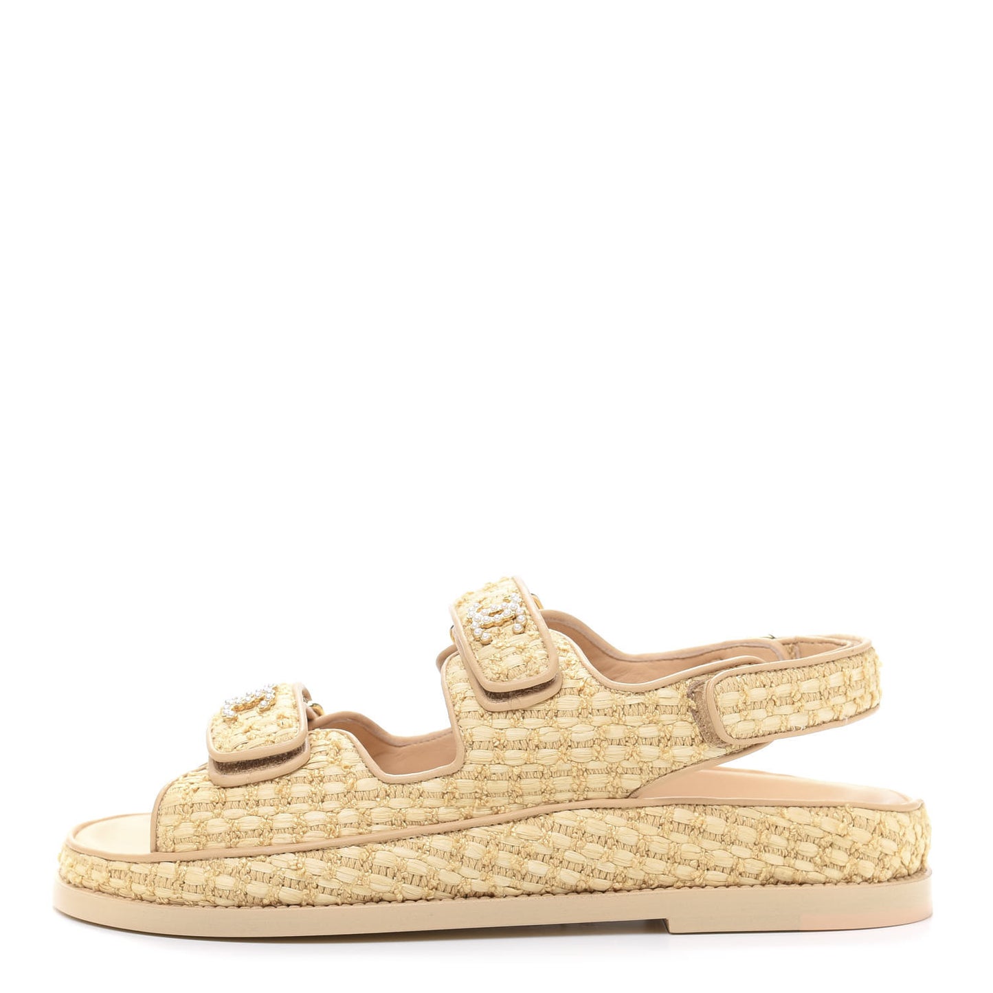 Braided Fabric Velcro Dad Sandals 37.5 Beige