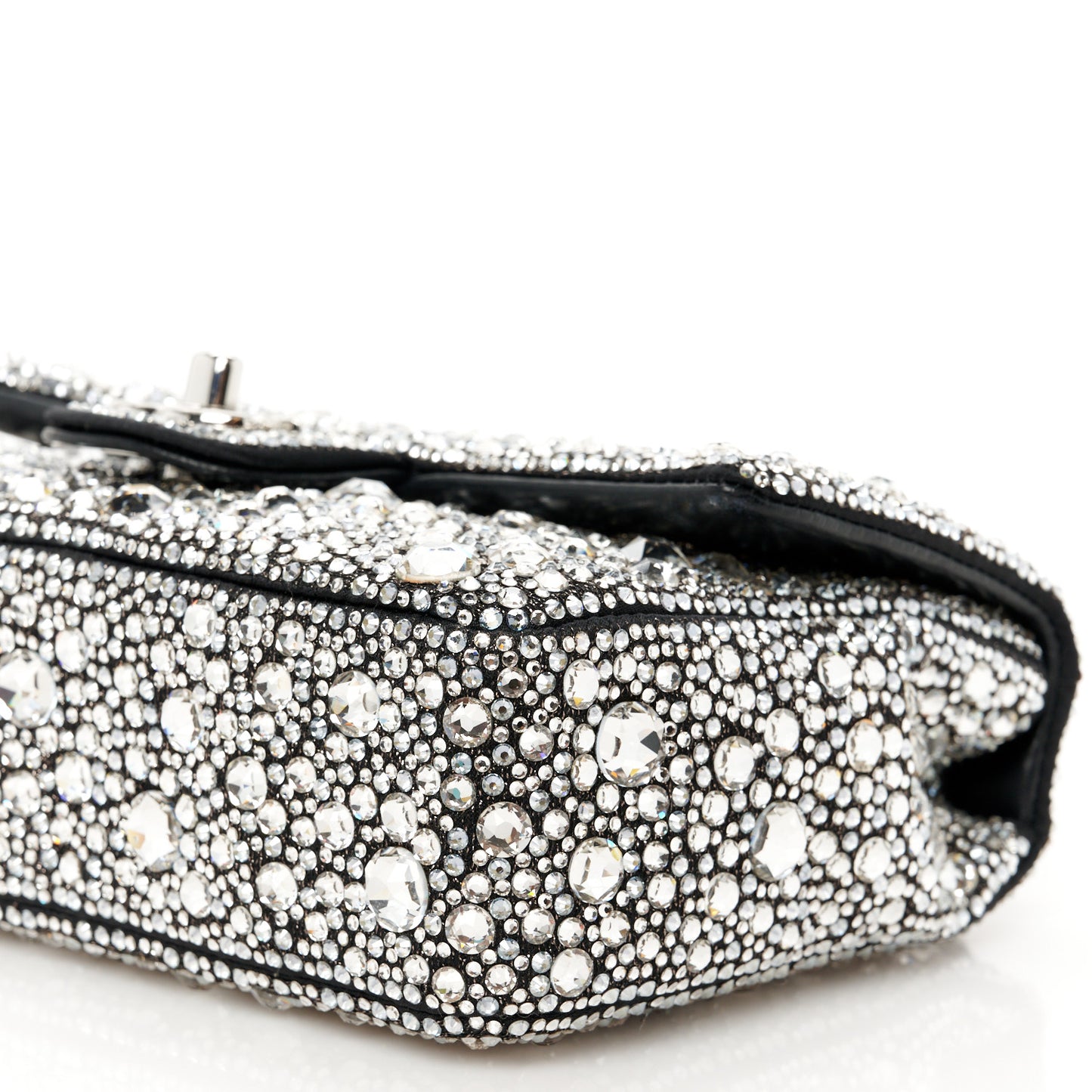 Satin Strass Mini Flap Silvery