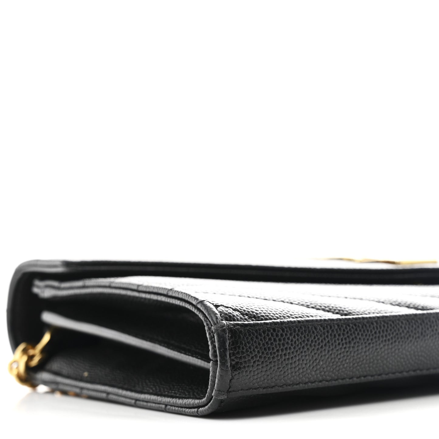 Grain De Poudre Matelasse Chevron Monogram Chain Wallet Black