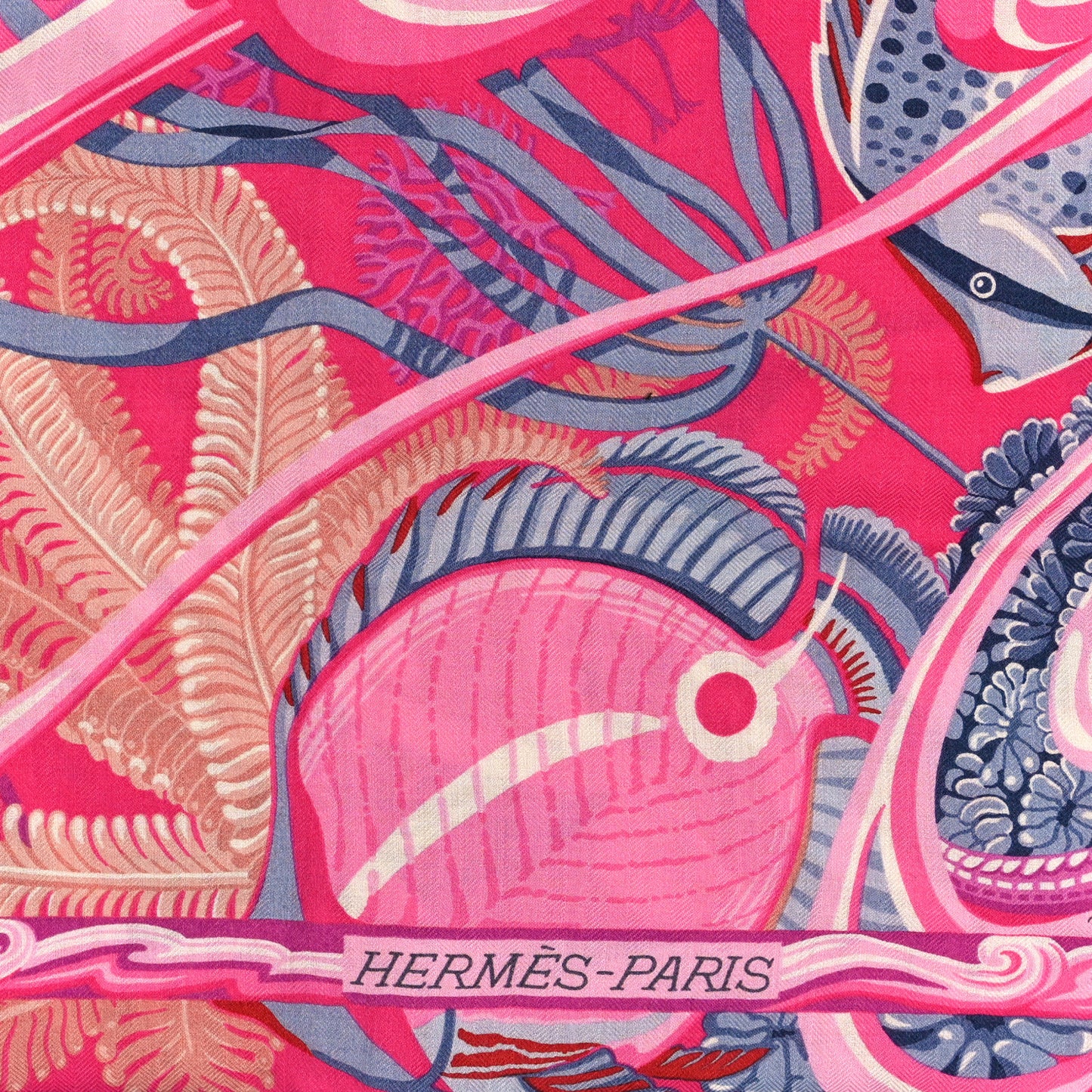 Cashmere Silk De La Mer Au Ciel Shawl 140 Rose Vif Fuchsia Gris Bleuete