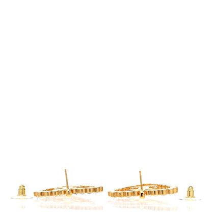 Chanel Crystal Heart CC Earrings Gold 3 of 5