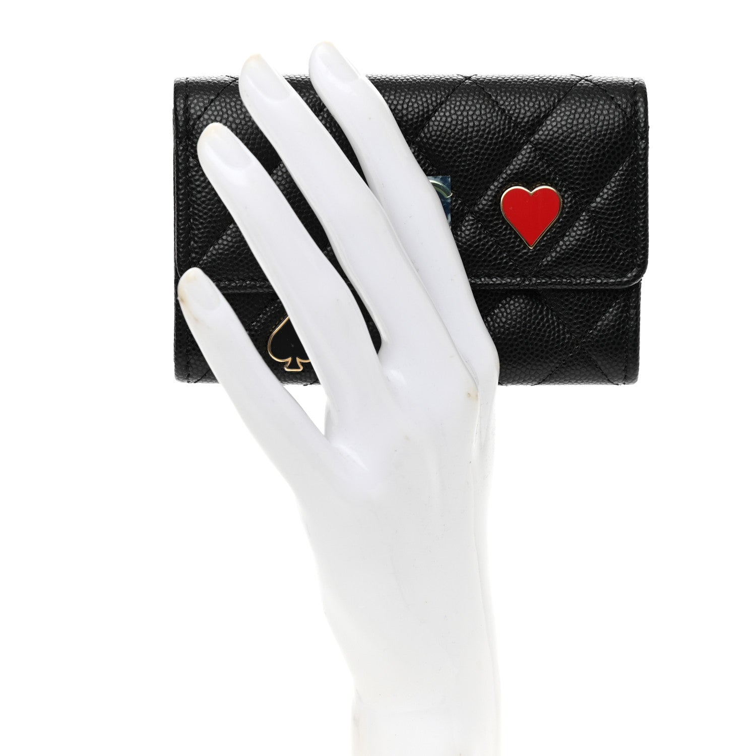 Chanel Caviar Quilted Enamel Coco Casino Flap Card Holder Wallet Black 2 of 9