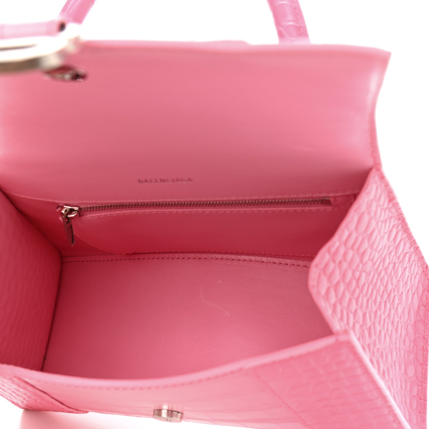 Calfskin Crocodile Embossed Degrade Small Hourglass Top Handle Bag Sweet Pink