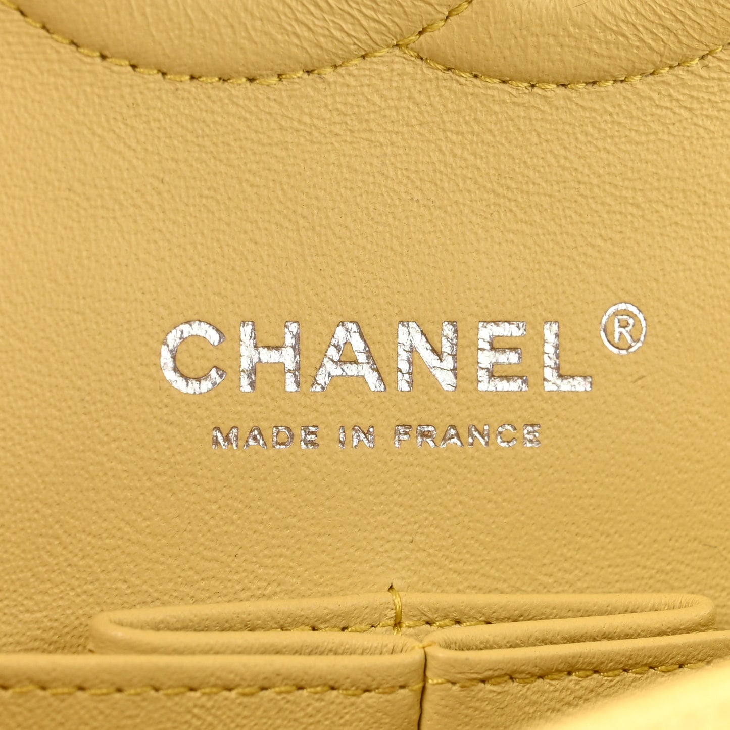 Caviar Quilted Medium Double Flap Light Yellow