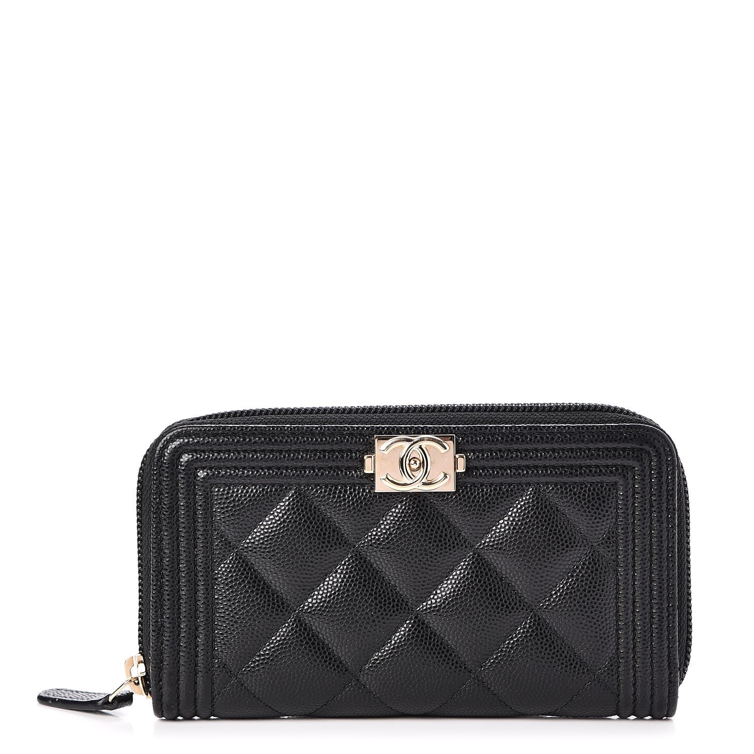 Chanel Caviar Quilted Boy Small Zip Around Wallet Black 1 of 10