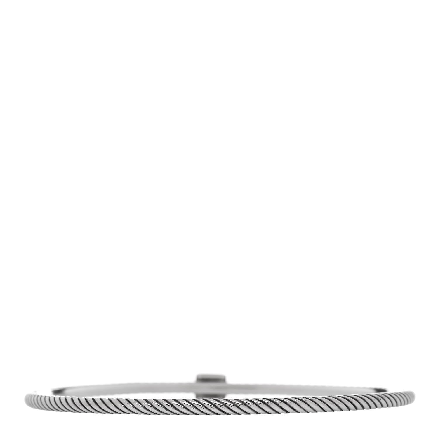 David Yurman Sterling Silver Black Diamond 3mm Square Cable Wire Bangle 2 of 3