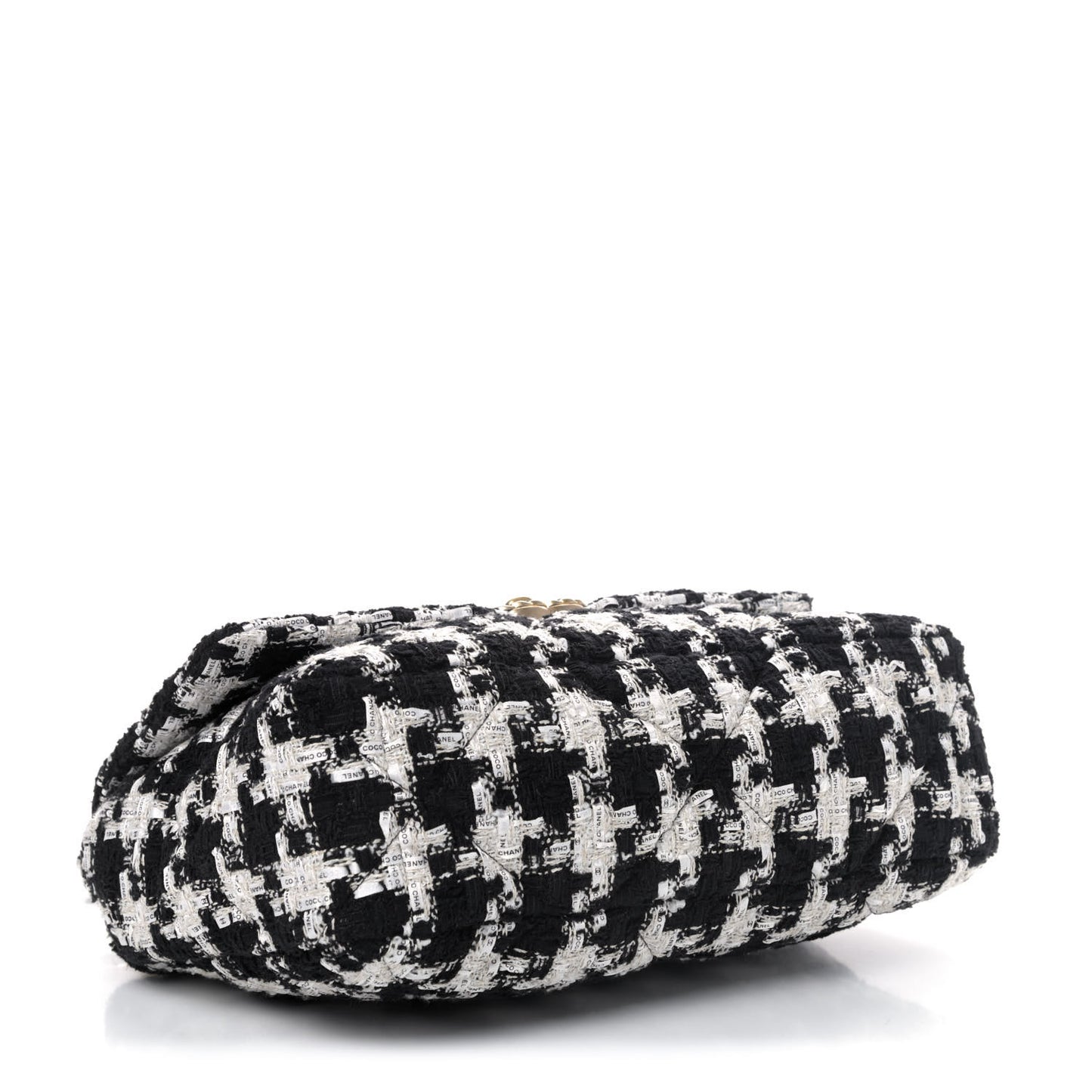 Tweed Quilted Large Chanel 19 Flap Black Ecru White