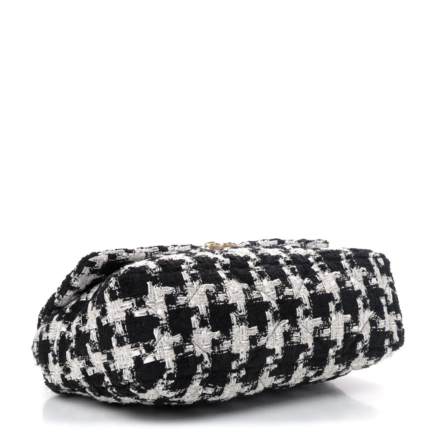Chanel Tweed Quilted Large Chanel 19 Flap Black Ecru White 3 of 4