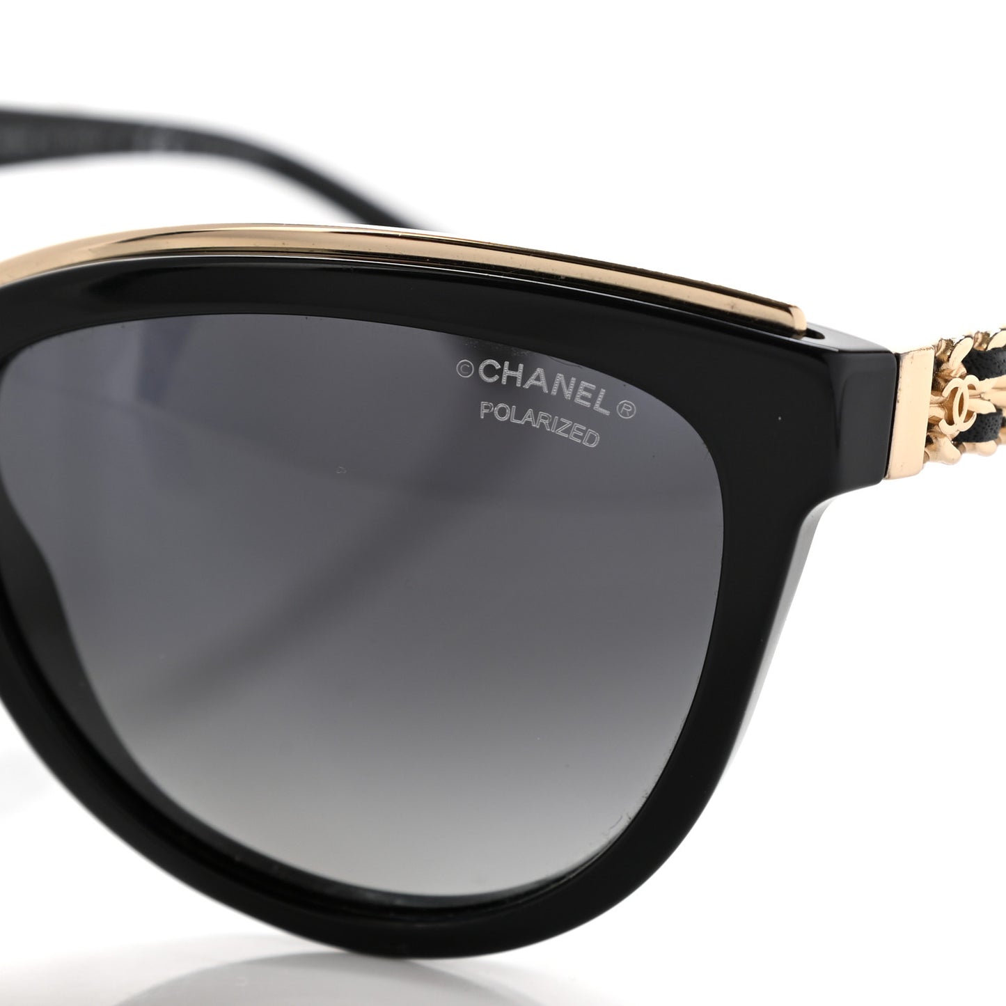 Lambskin Chain Polarized Sunglasses 5361-Q Black